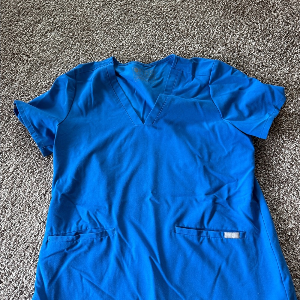 Figs Royal Blue V-Neck Scrub Top